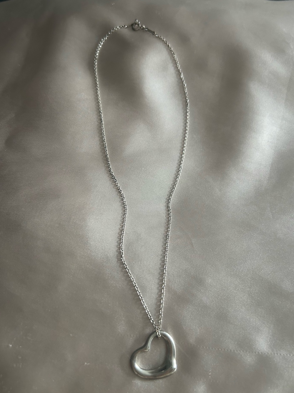 Tiffany & Co. Silver Open Heart Pendant Necklace 16 1/2 “ chain